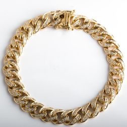 3 Carat Men's Miami Cuban Link Diamond Bracelet 14k Yellow Gold