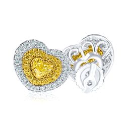 Art Deco Design 1.04 CT Heart Love Diamond Stud Earrings 14k White Gold