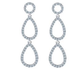 0.62 Ct Diamond Geometric Drop Dangle Earrings 14k White Gold