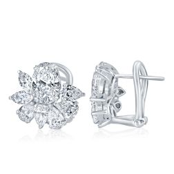 IGI 4.17 TCW F-VS1 Lab Grown Diamond Cluster Bridal Earrings 14k White Gold