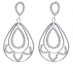0.50 Ct Diamond Dangle Drop Earrings 14k White Gold