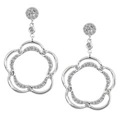 0.62Ct Diamond Floral Design Dangle Earrings 14k White Gold