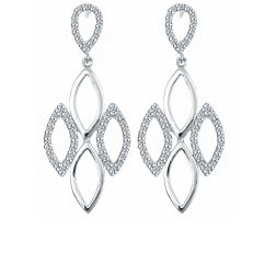 0.50 Ct Diamond Elegant Dangle Earrings 14k White Gold