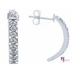 0.26 Carat H-SI Pave Set Round Cut Diamond Earrings Studs 14k White Gold