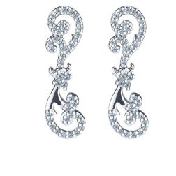 0.42 Ct Diamond Wave Design Earrings 14k White Gold