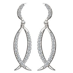 0.45 Ct Diamonds Fashionable Dangle Earrings 14k White Gold