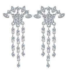 0.49 Ct Diamond Vintage Style Chandelier Earrings 14k White Gold 
