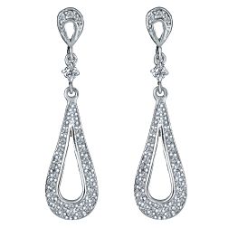 0.75 Ct Diamond  Raindrop Dangle Earrings 14k White Gold