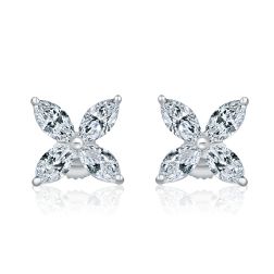 2.50 Ct Marquise Lab Grown Diamond X Stud Earrings 14K White Gold