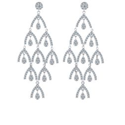 1.65 Ct Diamond Holiday Dangle Chandelier Earrings 14k White Gold