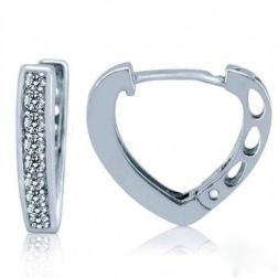 0.30 Ct Diamond Huggie Hoop Earrings Pave Set 14k White Gold