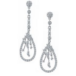 1.23 Ct Diamonds Elegant Dangle Earrings 14k White Gold 
