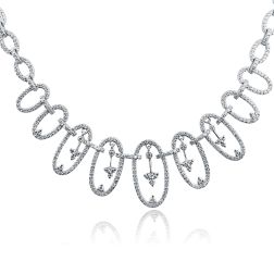 Oval Accented Diamond Necklace 14k White Gold (2.70 ctw)