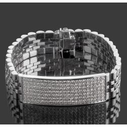 Men's 4.70 Carat Diamond ID Flexible Bracelet 14k White Gold 62g 