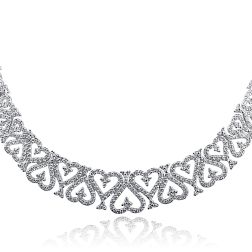 4 Ct Diamond Graduated Heart Link Necklace 14k White Gold 