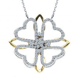 1.00 Ct 14k White & Yellow Gold Diamond Heart Pendant Necklace 16"