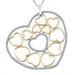  0.70 Carat Diamond Heart Pendant 14k Yellow & White Gold 