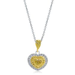 0.84 TCW Natural Fancy Yellow Heart Diamond Pendant Necklace 14k Gold
