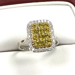 1.00 TCW Mosaic Round Cut Intense Yellow Diamond Engagement Ring 10k Gold