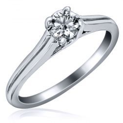 0.33 Carat Solitaire Round Diamond Engagement Ring 14K White Gold