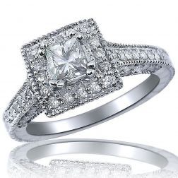 1.33 Ctw Princess Diamond Engagement Proposal Ring 14k White Gold
