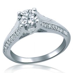  0.81Ct Round Diamond Engagement Proposal Ring 14k White Gold 