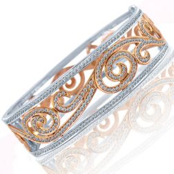 2.80 Ct Round Diamond Bangle Women's Bracelet  14k Two-Tone Gold