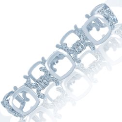 1.80 Ct Diamond XOXO Link Design Women's Bracelet 14k White Gold
