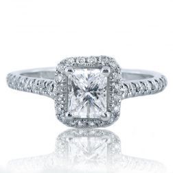 0.93 Ct Princess Cut Diamond Engagement Ring 14k White Gold 
