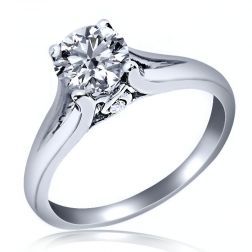 Solitaire 1.04Ct Round Cut Diamond Engagement Ring 14k White Gold