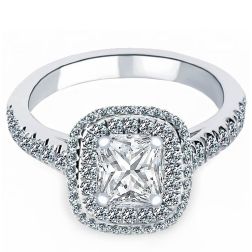 1.09 Ct Radiant Diamond Engagement Ring 18k White Gold 