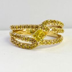 0.70 Ctw Princess Diamond Bypass Engagement Ring 10k Yellow Gold