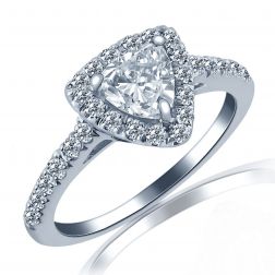 18k White Gold 0.90 Ct Trillion Cut Diamond Engagement Ring 