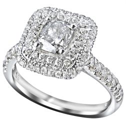 Classic 1.68 Ctw Cushion Diamond Engagement Ring 18k White Gold 