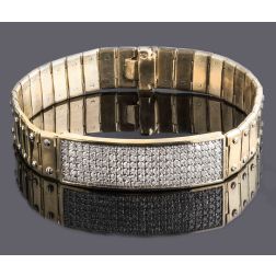 3 Carat Men's ID Screw Link Diamond Bracelet 14k Gold 57.8 g 8'' 