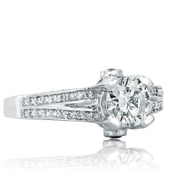 Round Cut 1.43 CT Diamond Engagement Ring 14k White Gold