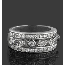 0.90 CT Art Deco Diamond Wedding Anniversary Ring 14k White Gold 