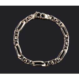 Men's Figaro Link Handmade Bracelet Solid 14k Yellow Gold 8.25" 