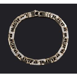 0.80 CT Men's Mariner Anchor Link Diamond Bracelet 14K Yellow Gold