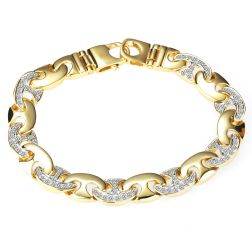 2.20Ct Men's Mariner Anchor Link Diamond Bracelet 14K Yellow Gold