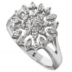 0.32Ct Round Diamond Proposal Ring 14k White Gold Vintage Design 