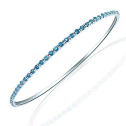 1.80 Carat Blue Diamond Eternity Bangle Bracelet 14k White Gold