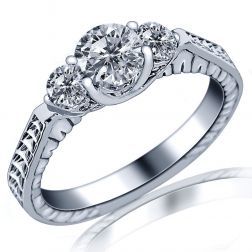 1.24 Ct Round Diamond Engagement Ring 14k White Gold 3-Stone