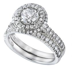 1.63 TCW Round Cut Diamond Matching Wedding Rings Set 14k White Gold