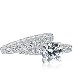 Platinum GIA Certified 6.48 Carat Round Diamond Wedding Rings Set
