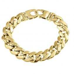 Men's Miami Cuban Link Curb Bracelet 14k Solid Yellow Gold 110g 15mm