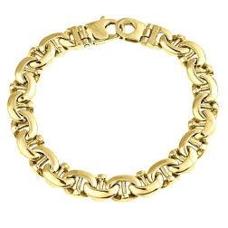 Men's Mariner Link Bracelet 14k Solid Yellow Gold Handmade 53 g 10 mm