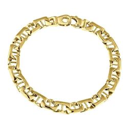 Men's Mariner Curb Link  Bracelet 14k Solid Yellow Gold Handmade 20.9g  7.5 mm