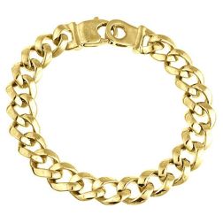 Men's Curb Cuban Link Bracelet 14k Solid Yellow Gold 43gr 