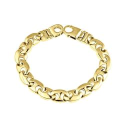 Men's Mariner Link Curb Bracelet 14k Solid Yellow Gold Handmade 63 g  11 mm